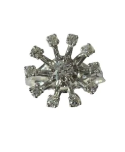 Bague marguerite fleur or blanc platine diamants