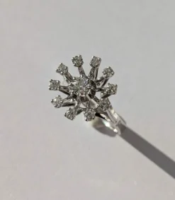 Bague marguerite fleur or blanc platine diamants