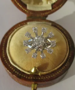 Bague marguerite fleur or blanc platine diamants