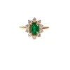 Bague marguerite émeraude et diamant