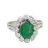 Bague Marguerite émeraude ovale et diamants
