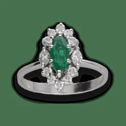 Bague Marguerite Émeraude Marquise Diamants