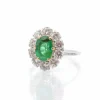 Bague marguerite émeraude diamants en or jaune