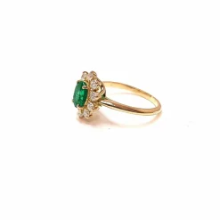 Bague marguerite émeraude et diamant