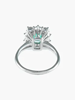 Bague Marguerite émeraude 10 diamants or blanc