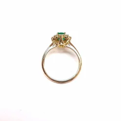 Bague marguerite émeraude et diamant
