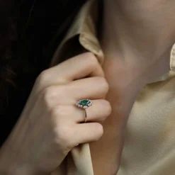 Bague Marguerite Émeraude Marquise Diamants