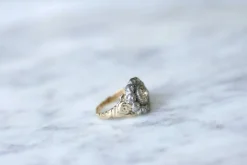 Bague marguerite or, argent, diamants