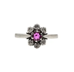 Bague marguerite or blanc rubis