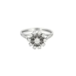 Bague marguerite or blanc et diamant