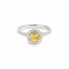 Bague marguerite or blanc saphir jaune diamants