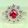 Bague marguerite or blanc rubis et diamants