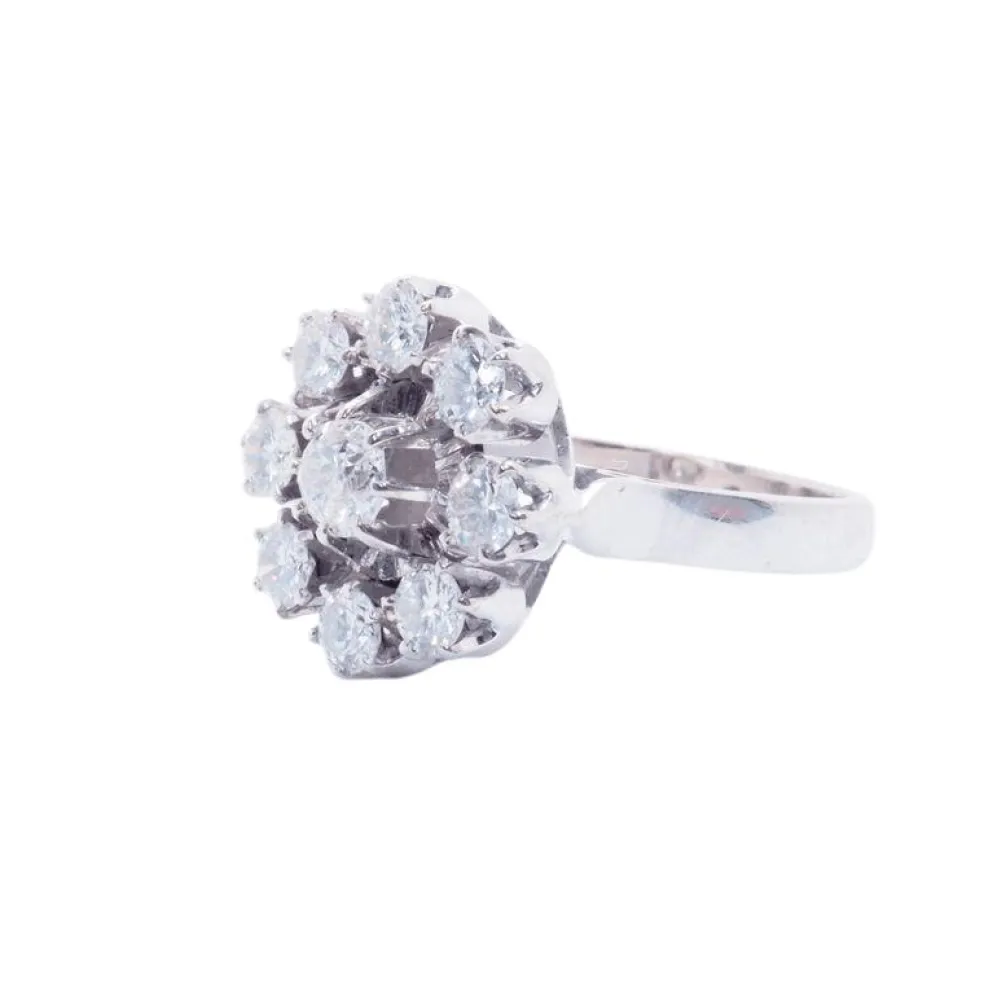 Bague marguerite Or blanc Diamants