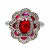 Bague marguerite Or blanc Rubis et Diamants