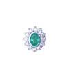 Bague marguerite Or blanc Emeraude Diamants