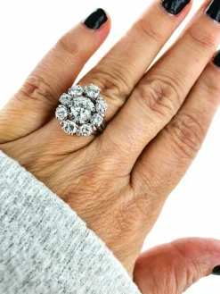 Bague marguerite or blanc diamants