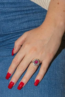 Bague Marguerite Or blanc Rubis