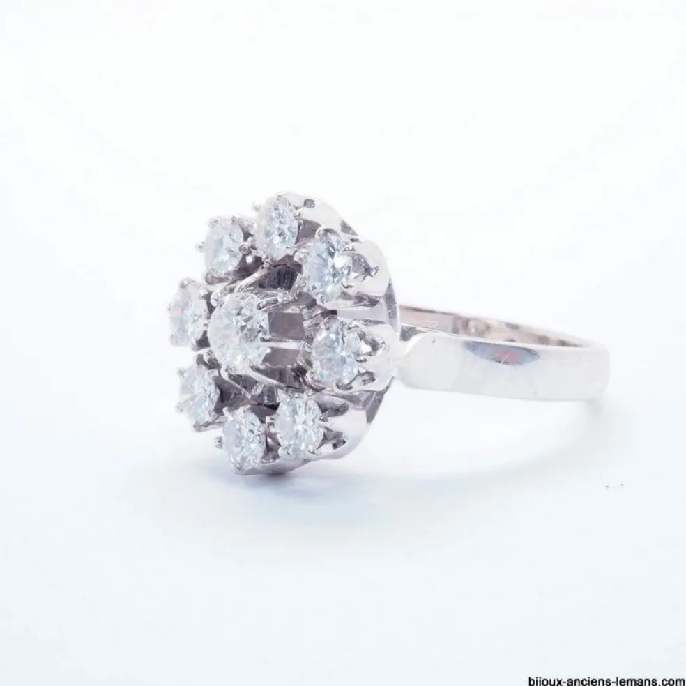 Bague marguerite Or blanc Diamants