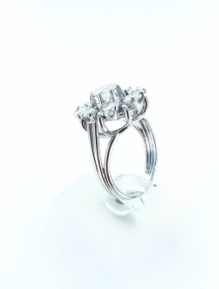 Bague marguerite or blanc diamants