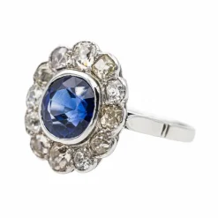 Bague Marguerite Or blanc Saphir