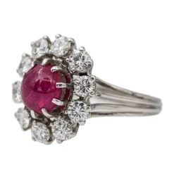 Bague Marguerite Or blanc Rubis