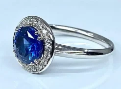 Bague Marguerite Or blanc Saphir et Diamants