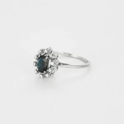 Bague marguerite or blanc et saphir