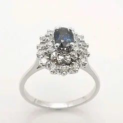 Bague marguerite or blanc saphir et diamants