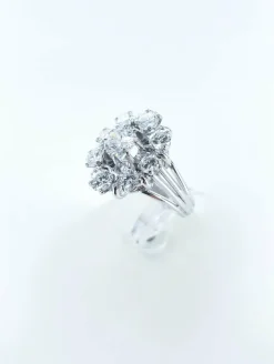 Bague marguerite or blanc diamants