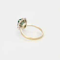 Bague Marguerite Or Blanc Emeraude Diamants