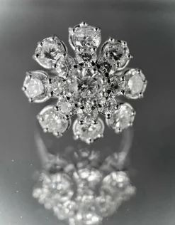 Bague marguerite or blanc diamants