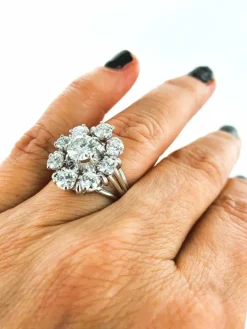 Bague marguerite or blanc diamants