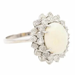 Bague Marguerite Or Blanc Opale