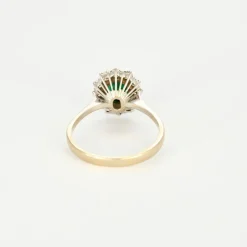 Bague Marguerite Or Blanc Emeraude Diamants