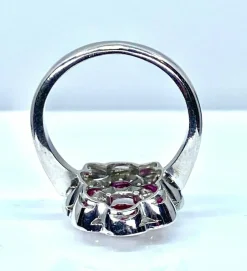 Bague marguerite Or blanc Rubis et Diamants