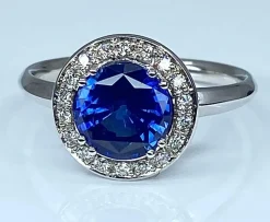 Bague Marguerite Or blanc Saphir et Diamants