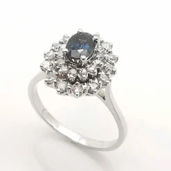 Bague marguerite or blanc saphir et diamants