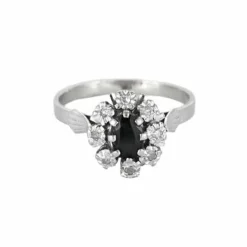 Bague Marguerite or gris, saphir et diamants