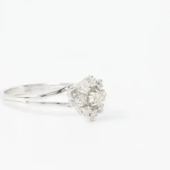 Bague marguerite or gris diamants