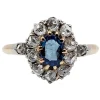 Bague marguerite or jaune, saphir synthétique et diamants (circa 1900)