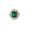 Bague Marguerite Or Jaune Emeraude & Diamants