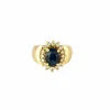 Bague marguerite, or jaune, saphir et diamants