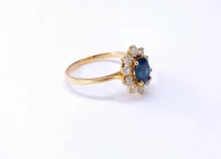 Bague marguerite or jaune saphir et diamant
