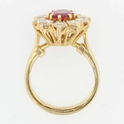 Bague marguerite or jaune rubis diamants