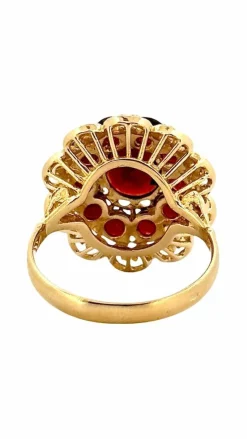 Bague marguerite or jaune grenats