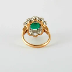Bague Marguerite Or Jaune Emeraude & Diamants