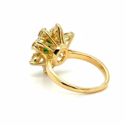 Bague Marguerite Or jaune - Emeraude et Diamants