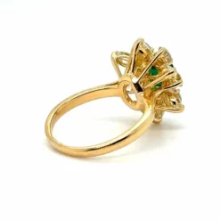 Bague Marguerite Or jaune - Emeraude et Diamants