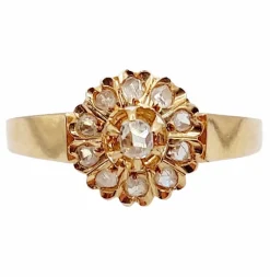 Bague marguerite or rose, diamant taille rose (circa 1900)
