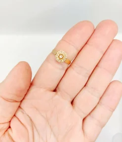 Bague marguerite or rose, diamant taille rose (circa 1900)